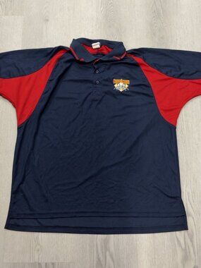 Cooperstown Dreams Park Baseball Polo Shirt Navy Red Tournament Large